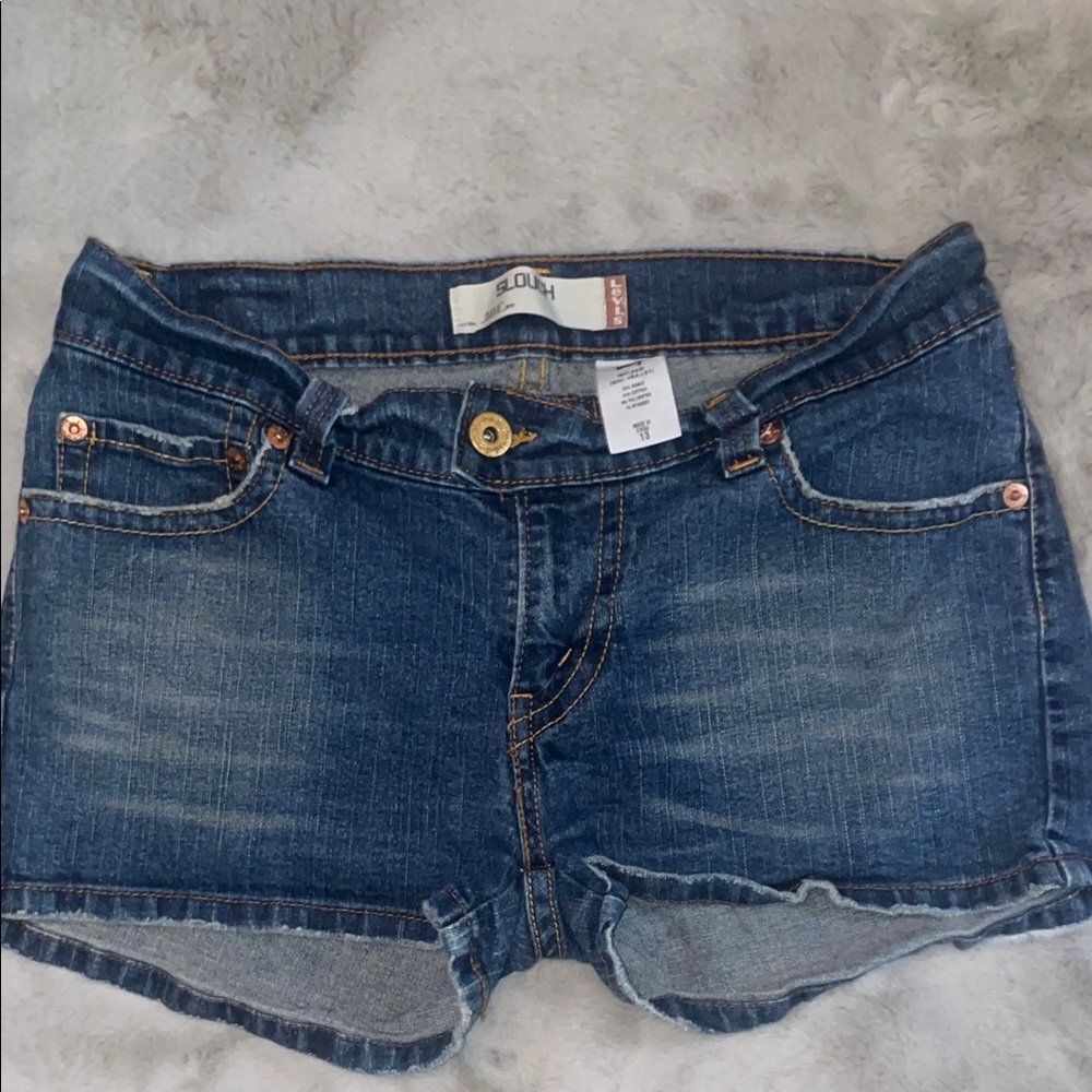 Levi's 504 Slouch Blue Denim Jean Shorts Light Distressing on Hem 13 Y2K 90’s